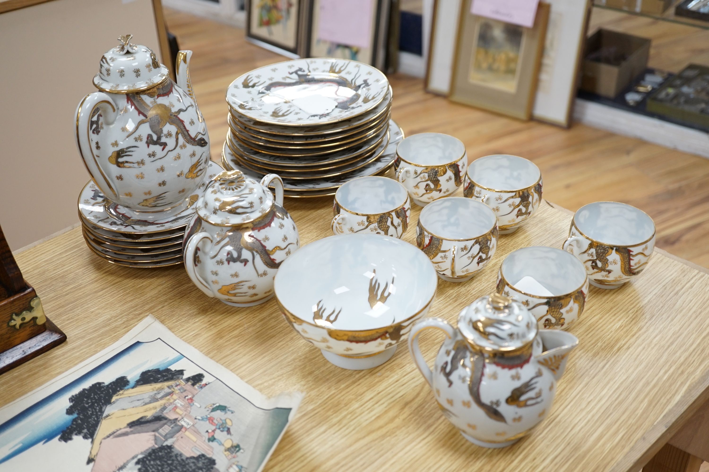 A Japanese eggshell porcelain six-piece tea service